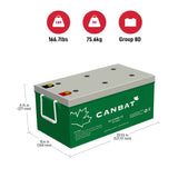 Canbat - 12V 200Ah Lead Carbon Battery(Deep Cycle)