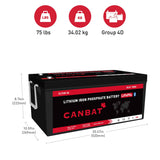 CANBAT - 36V 100Ah Lithium Battery (LIFEPO4), dimensions