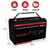 CANBAT - 12V 150Ah Lithium Battery (LiFePO4), dimensions