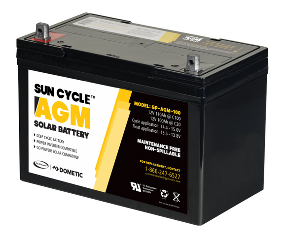 Go Power - GP-AGM-100-12V, 12V Sun Cycle AGM Solar Battery