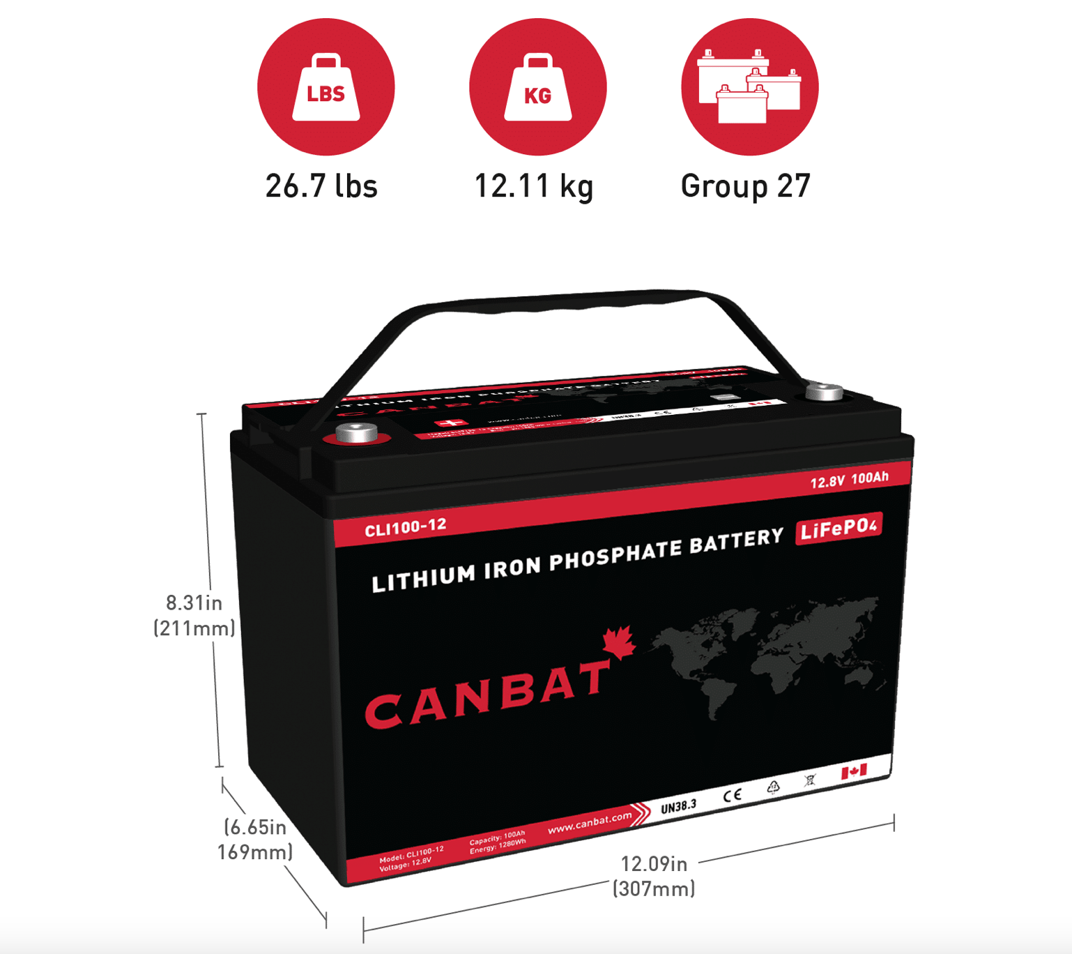 CANBAT- 12V 100Ah Lithium Battery (LiFePO4) – Off The Grid Energy Solutions
