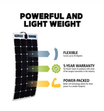 Go Power - 110W Flexible Solar Kit, panel infographic 