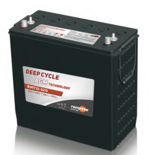 Rematek - RMT12-220, 12V 220Ah AGM